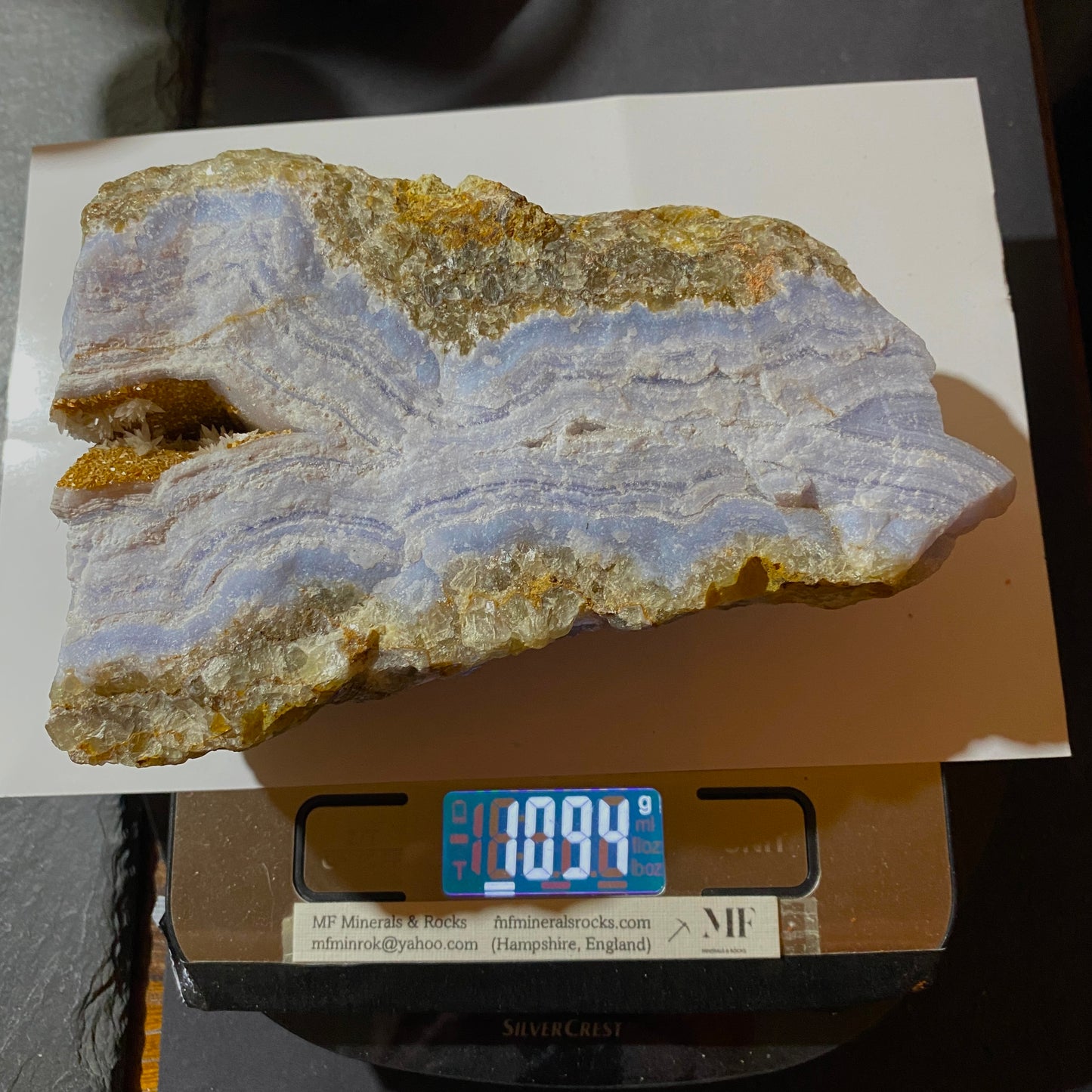 RARE NATURAL BLUE AGATE QUARTZ - YSTERPUTZ MINE, ILKARAS REGION, NAMIBIA, AFRICA 1094g MF4490