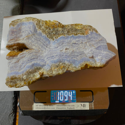 RARE NATURAL BLUE AGATE QUARTZ - YSTERPUTZ MINE, ILKARAS REGION, NAMIBIA, AFRICA 1094g MF4490