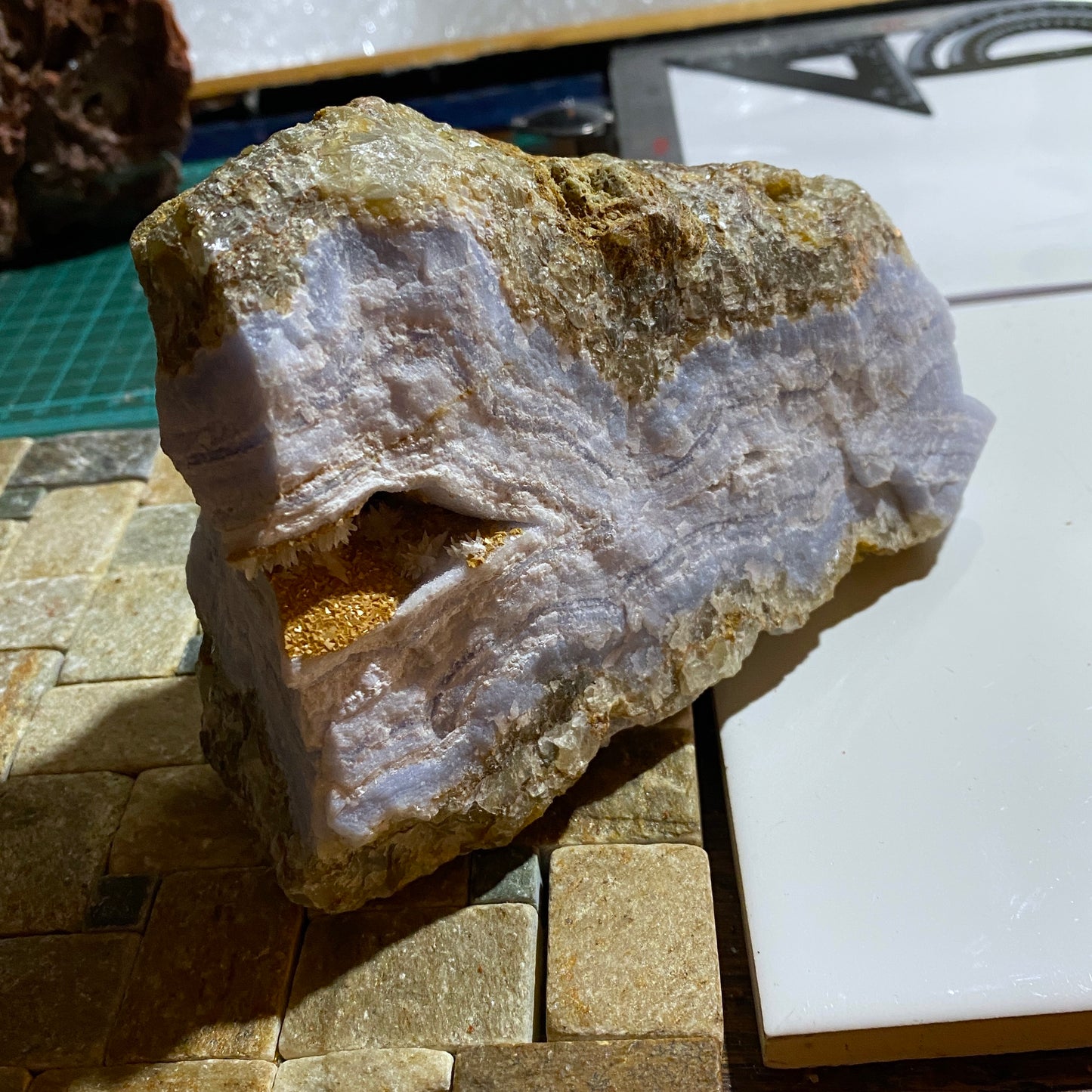 RARE NATURAL BLUE AGATE QUARTZ - YSTERPUTZ MINE, ILKARAS REGION, NAMIBIA, AFRICA 1094g MF4490