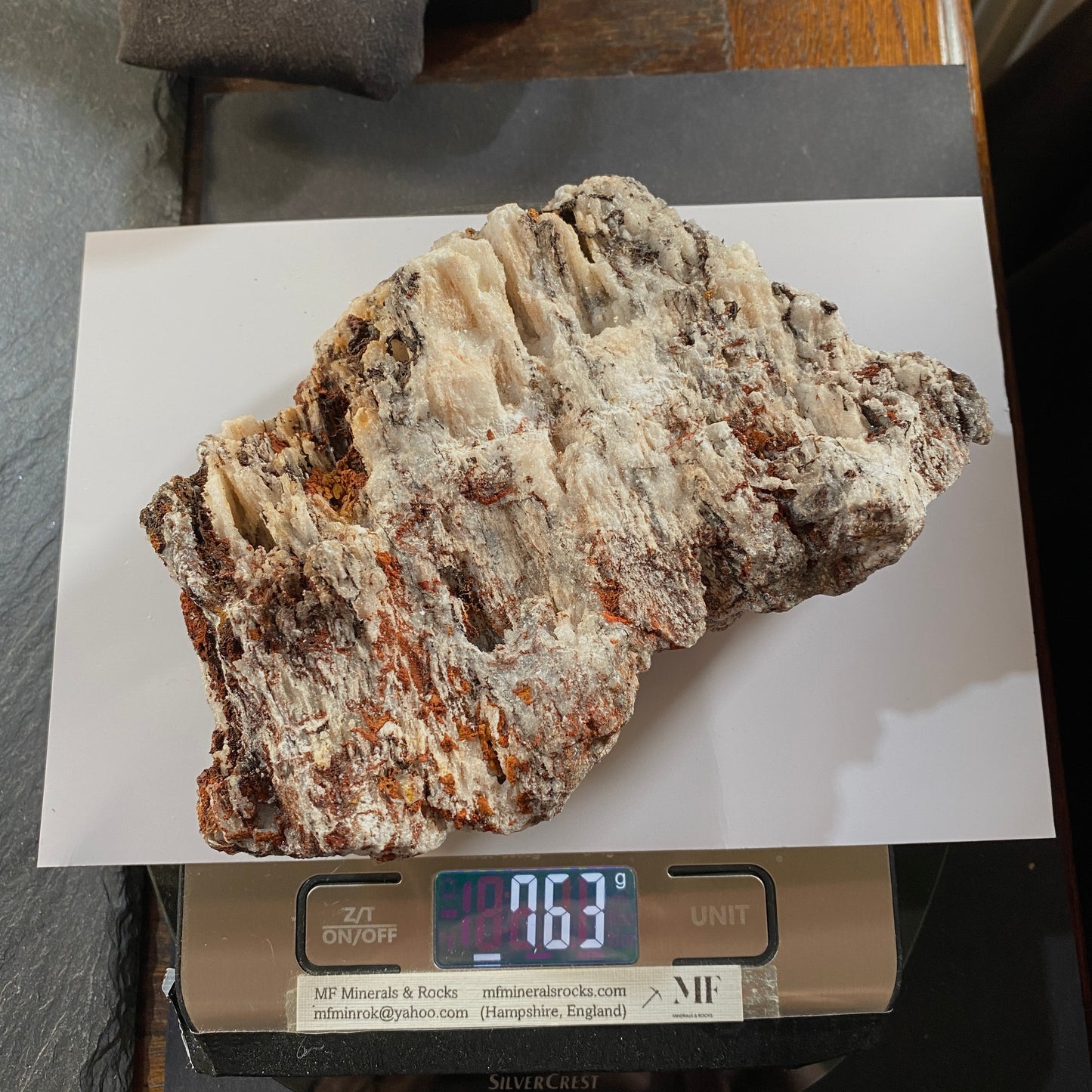 CALCITE ON FERROUS MATRIX - FROM AN AMERICAN MINERAL COLLECTION 763g MF4493