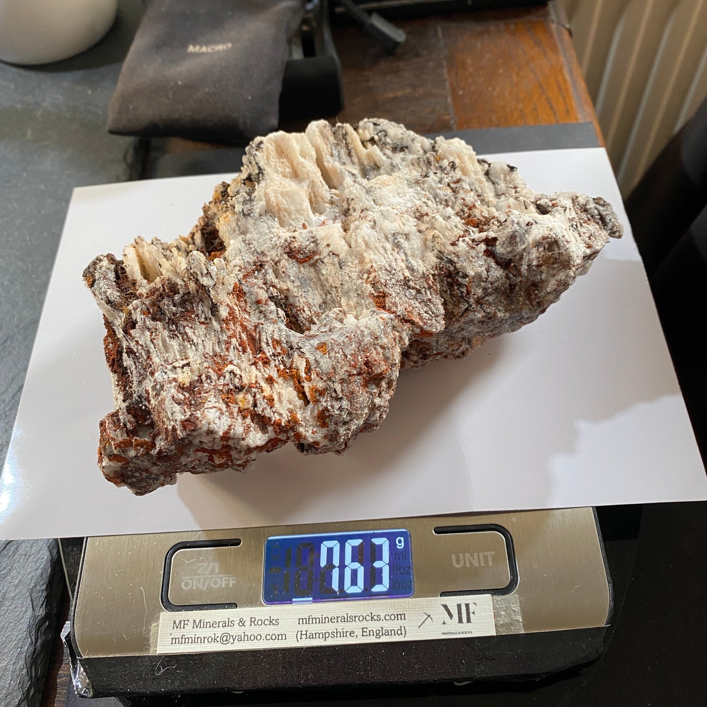 CALCITE ON FERROUS MATRIX - FROM AN AMERICAN MINERAL COLLECTION 763g MF4493