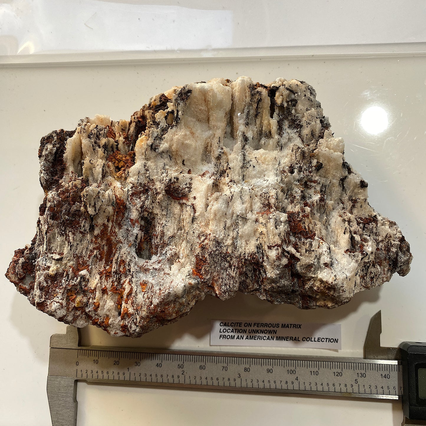 CALCITE ON FERROUS MATRIX - FROM AN AMERICAN MINERAL COLLECTION 763g MF4493