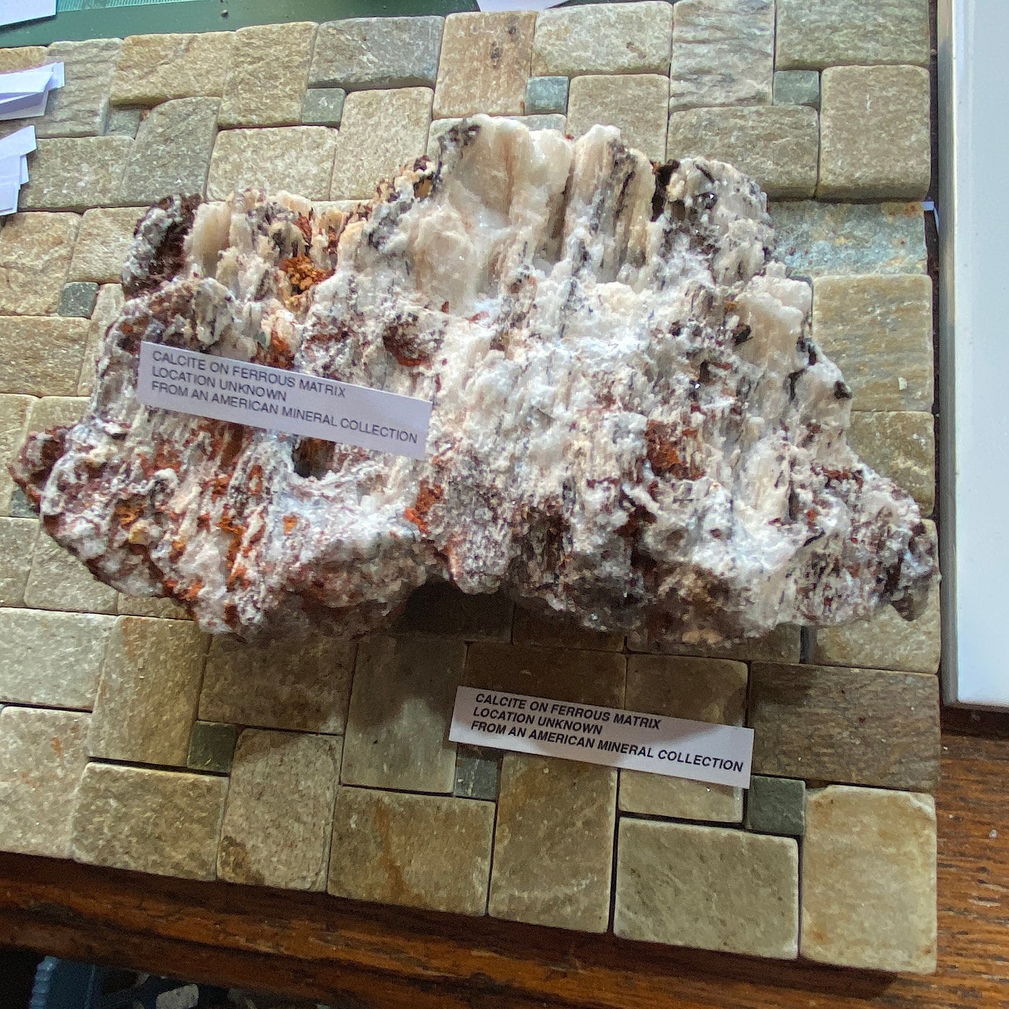 CALCITE ON FERROUS MATRIX - FROM AN AMERICAN MINERAL COLLECTION 763g MF4493