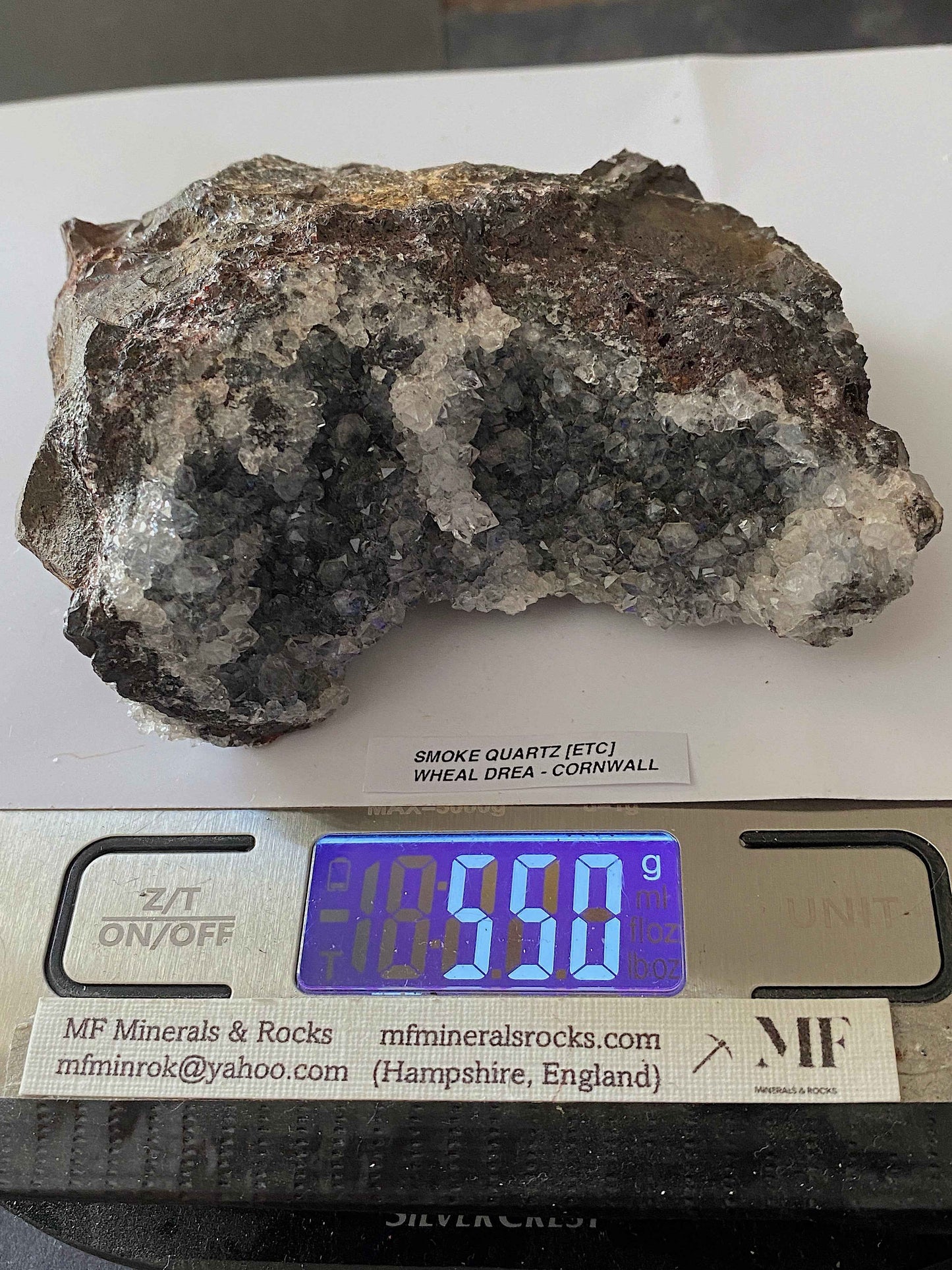 SMOKE QUARTZ FROM WHEAL DREA, CORNWALL  IMPRESSIVE SPECIMEN 550g MF5108