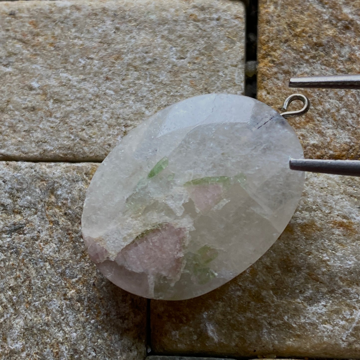 WATERMELON TOURMALINE IN QUARTZ GEMSTONE PENDANT - MINAS GERAIS ,BRAZIL MFG5119