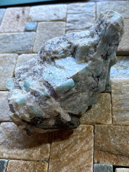 AMAZONITE WITH FRANKLINITE : FRANKLIN MINE, SUSSEX COUNTY, NEW JERSEY, U.S.A. 128g. MF5109