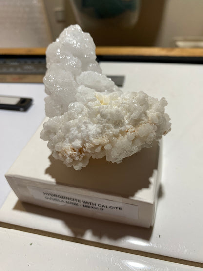 HYDROZINCITE/CALCITE ETC : OJUELA MINE, MAPIMI, DURANGO, MEXICO  174g. MF5114