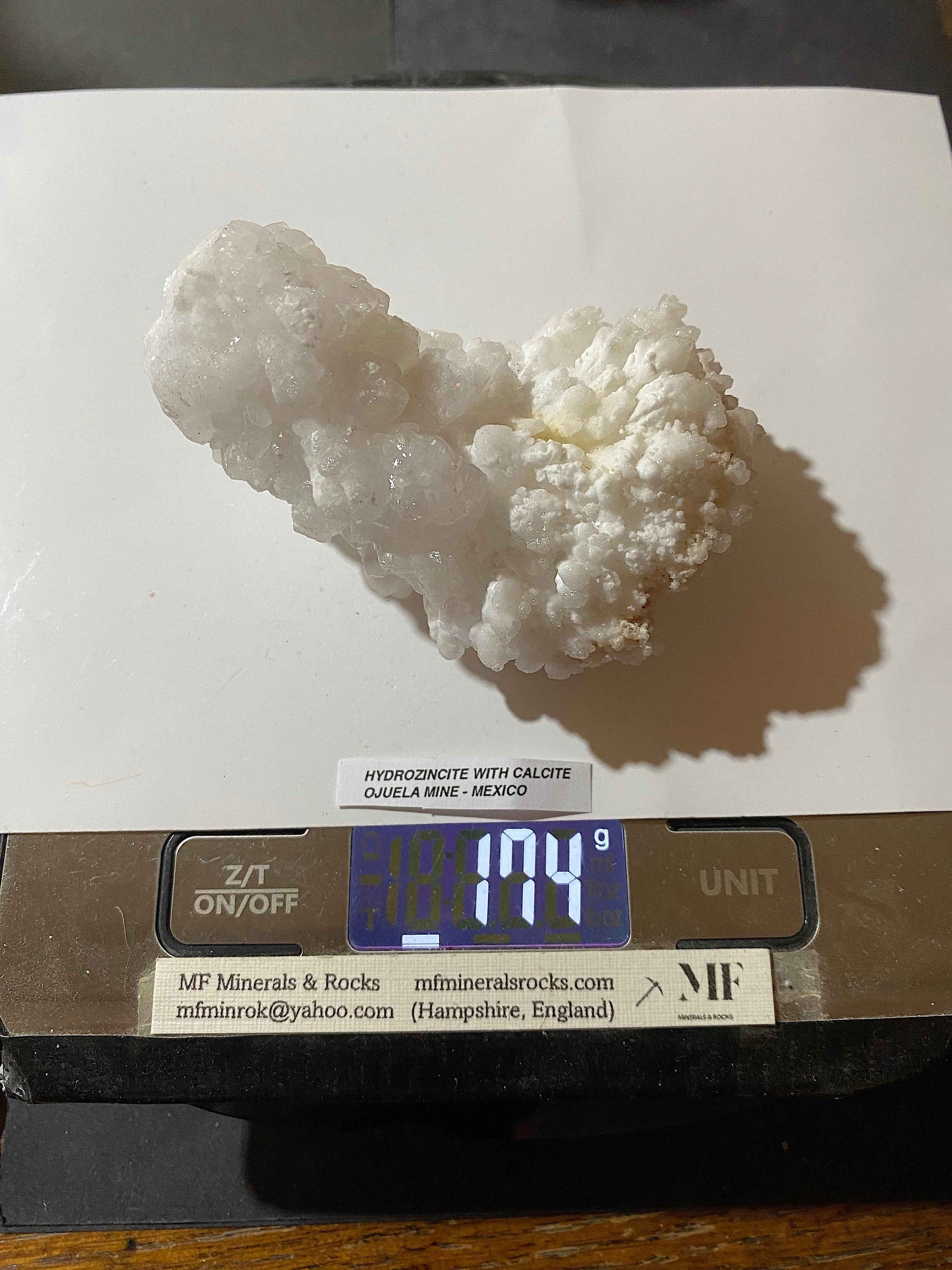 HYDROZINCITE/CALCITE ETC : OJUELA MINE, MAPIMI, DURANGO, MEXICO  174g. MF5114