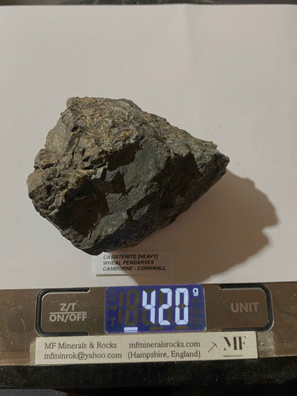 DENSE CASSITERITE TIN ORE : WHEAL PENDARVES, KILLIVOSE, CAMBORNE CORNWALL 420g MF5115