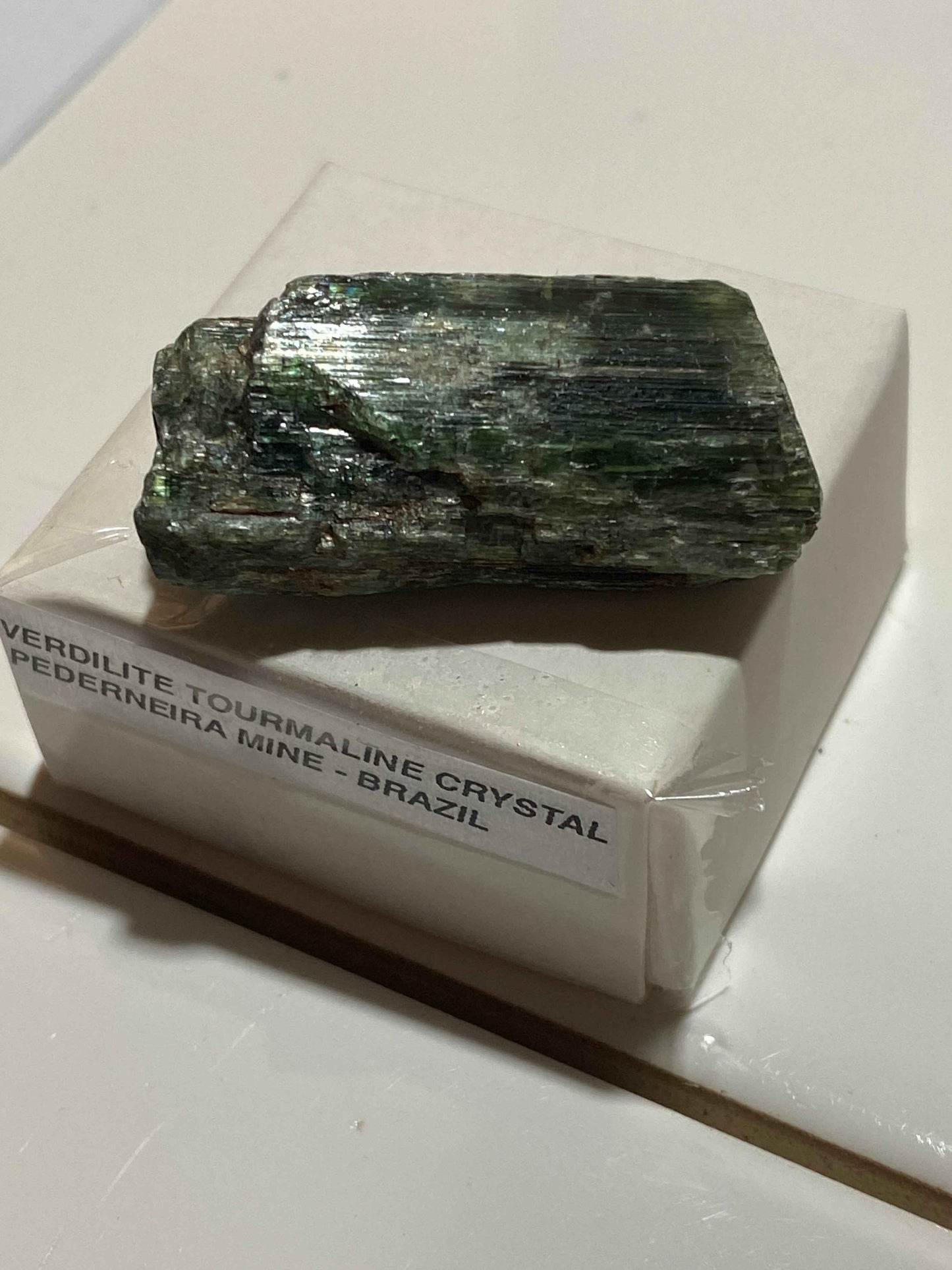 VERDILITE TOURMALINE CRYSTAL : PEDERNEIRA MINE, MINAS GERAIS, BRAZIL. §0g mf5116