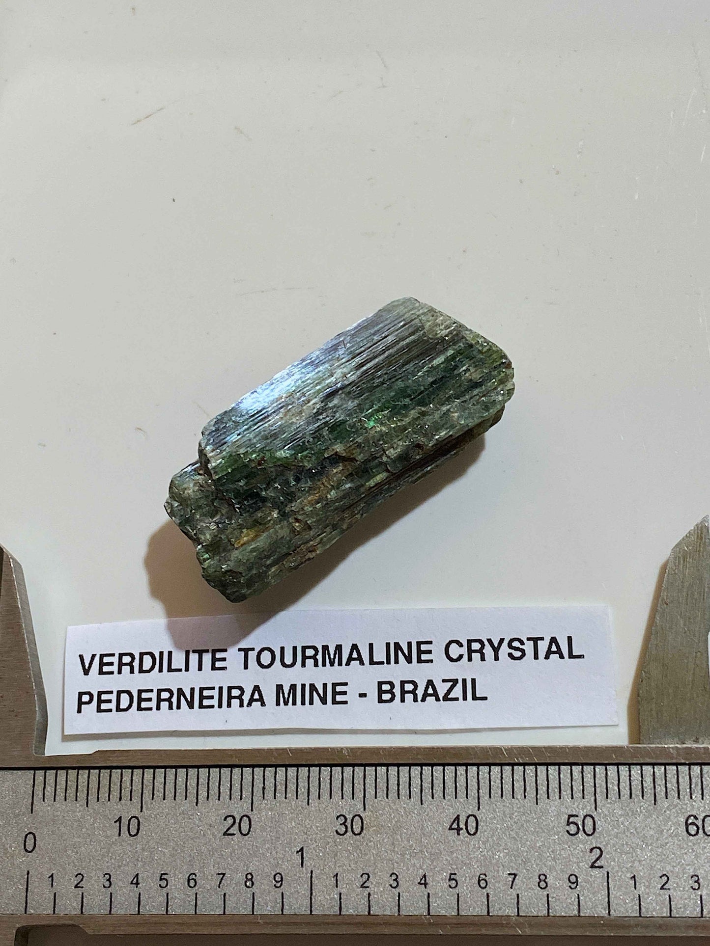 VERDILITE TOURMALINE CRYSTAL : PEDERNEIRA MINE, MINAS GERAIS, BRAZIL. §0g mf5116