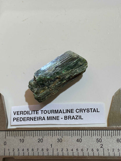 VERDILITE TOURMALINE CRYSTAL : PEDERNEIRA MINE, MINAS GERAIS, BRAZIL. §0g mf5116