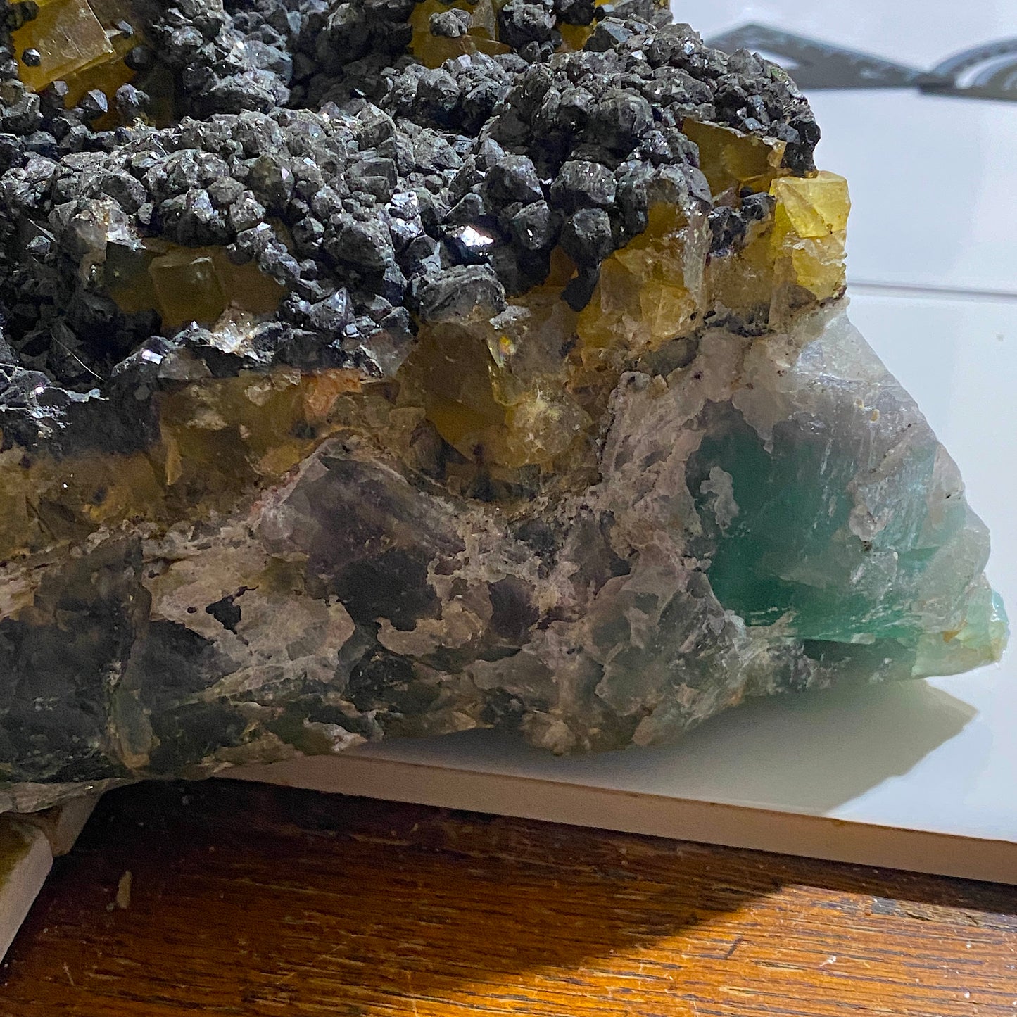 SUBSTANTIAL FLUORITE/PYRITE : BLACKDENE MINE, CO DURHAM, ENGLAND HEAVY 20kg MF4499