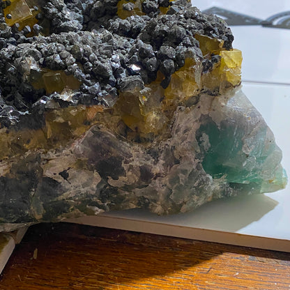 SUBSTANTIAL FLUORITE/PYRITE : BLACKDENE MINE, CO DURHAM, ENGLAND HEAVY 20kg MF4499