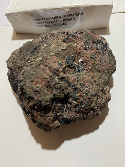 FASCINATING VERY DENSE COPPER BASED SPECIMEN FROM GREAT WORKS MINE, CORNWALL. 1875g MF5119