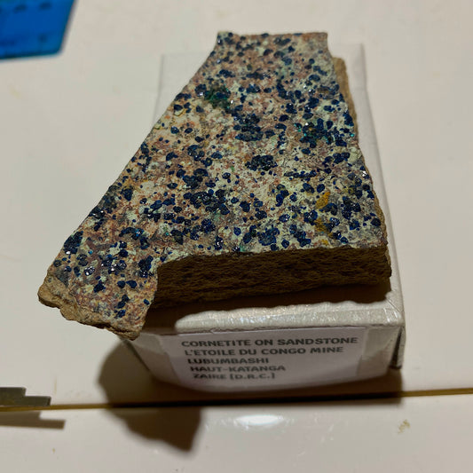 CORNETITE ON SANDSTONE MATRIX : L'TOILE DU CONGO MINE,  ZAIRE [D.R.C.] 59g MF1442