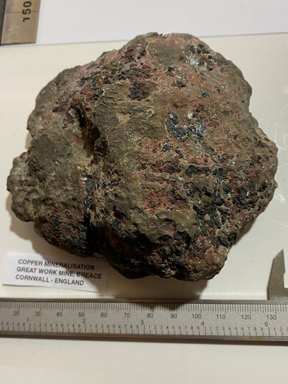 FASCINATING VERY DENSE COPPER BASED SPECIMEN FROM GREAT WORKS MINE, CORNWALL. 1875g MF5119