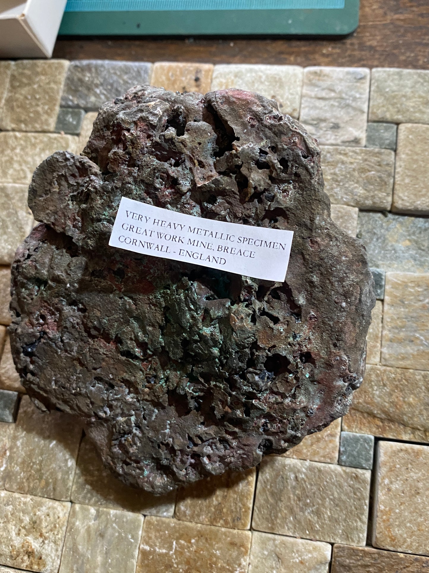 FASCINATING VERY DENSE COPPER BASED SPECIMEN FROM GREAT WORKS MINE, CORNWALL. 1875g MF5119