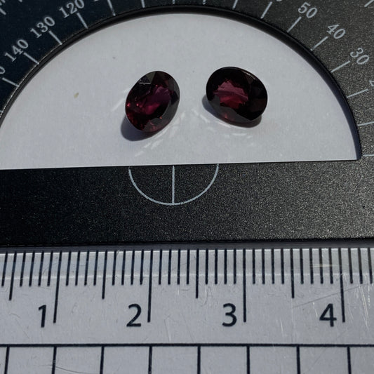 RHODOLITE GARNET GEMSTONES x PAIR - UMBA RIVER, TANZANIA 3.10Ct MFG5136