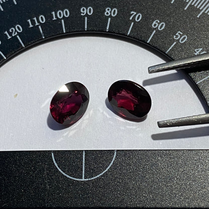 RHODOLITE GARNET GEMSTONES x PAIR - UMBA RIVER, TANZANIA 3.10Ct MFG5136