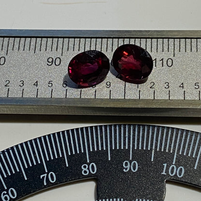 RHODOLITE GARNET GEMSTONES x PAIR - UMBA RIVER, TANZANIA 3.10Ct MFG5136