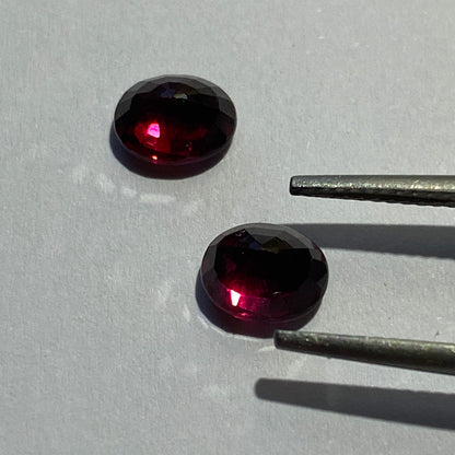 RHODOLITE GARNET GEMSTONES x PAIR - UMBA RIVER, TANZANIA 3.10Ct MFG5136