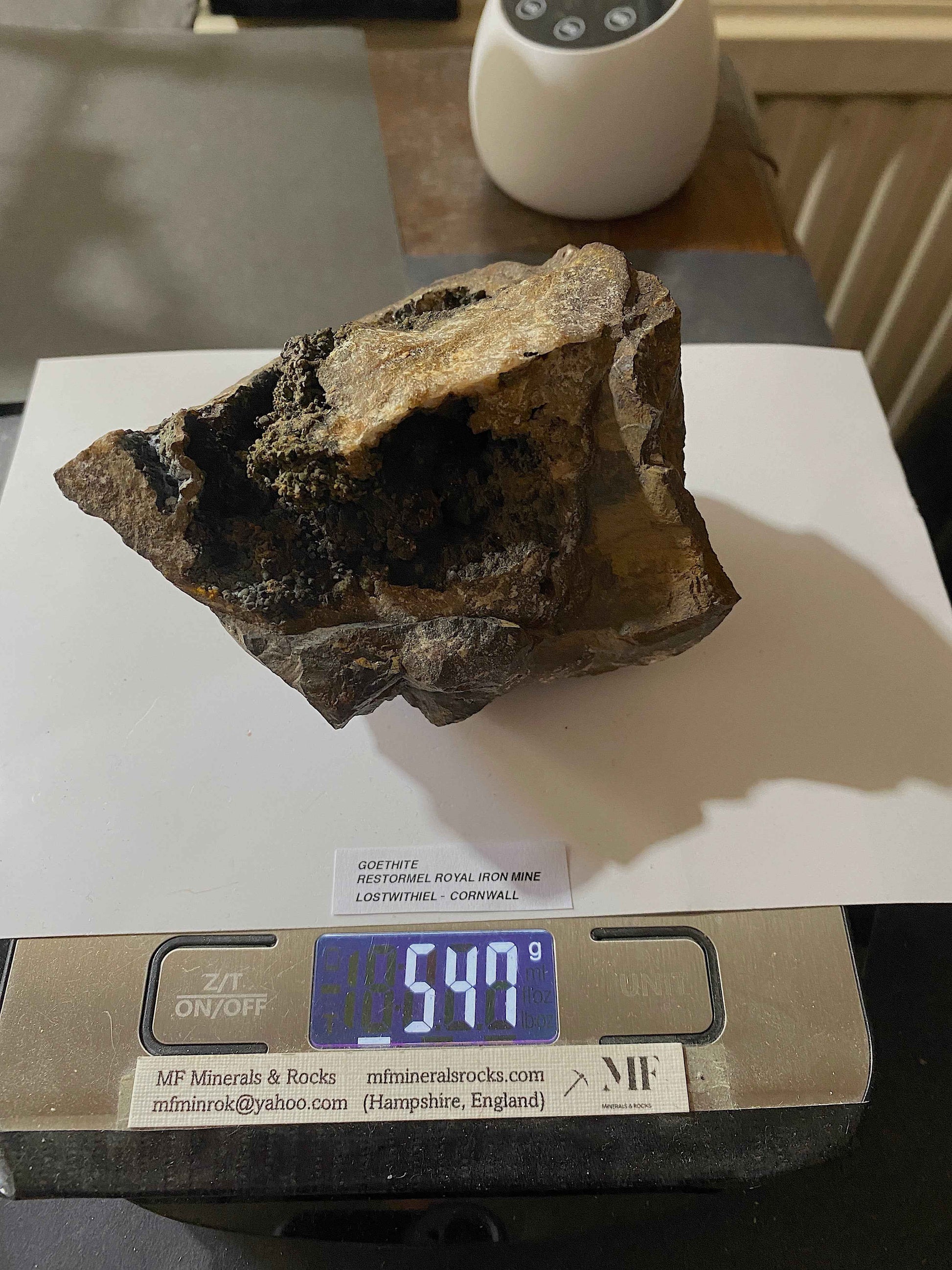 GOETHITE : RESTORMEL ROYAL IRON MINE, LOSTWITHIEL, CORNWALL  548g. MF5124
