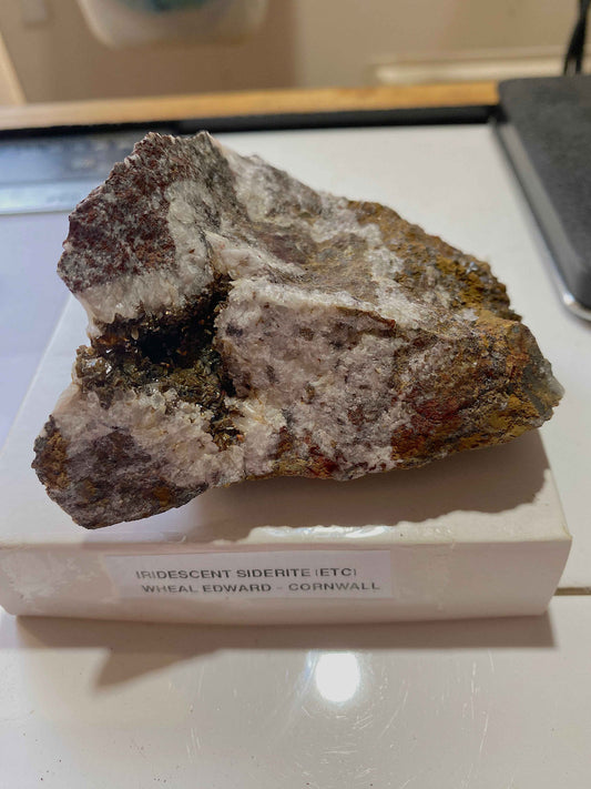 IRIDESCENT SIDERITE [ETC] : WHEAL EDWARD, BOTALLACK, ST JUST, CORNWALL 247g. MF5126