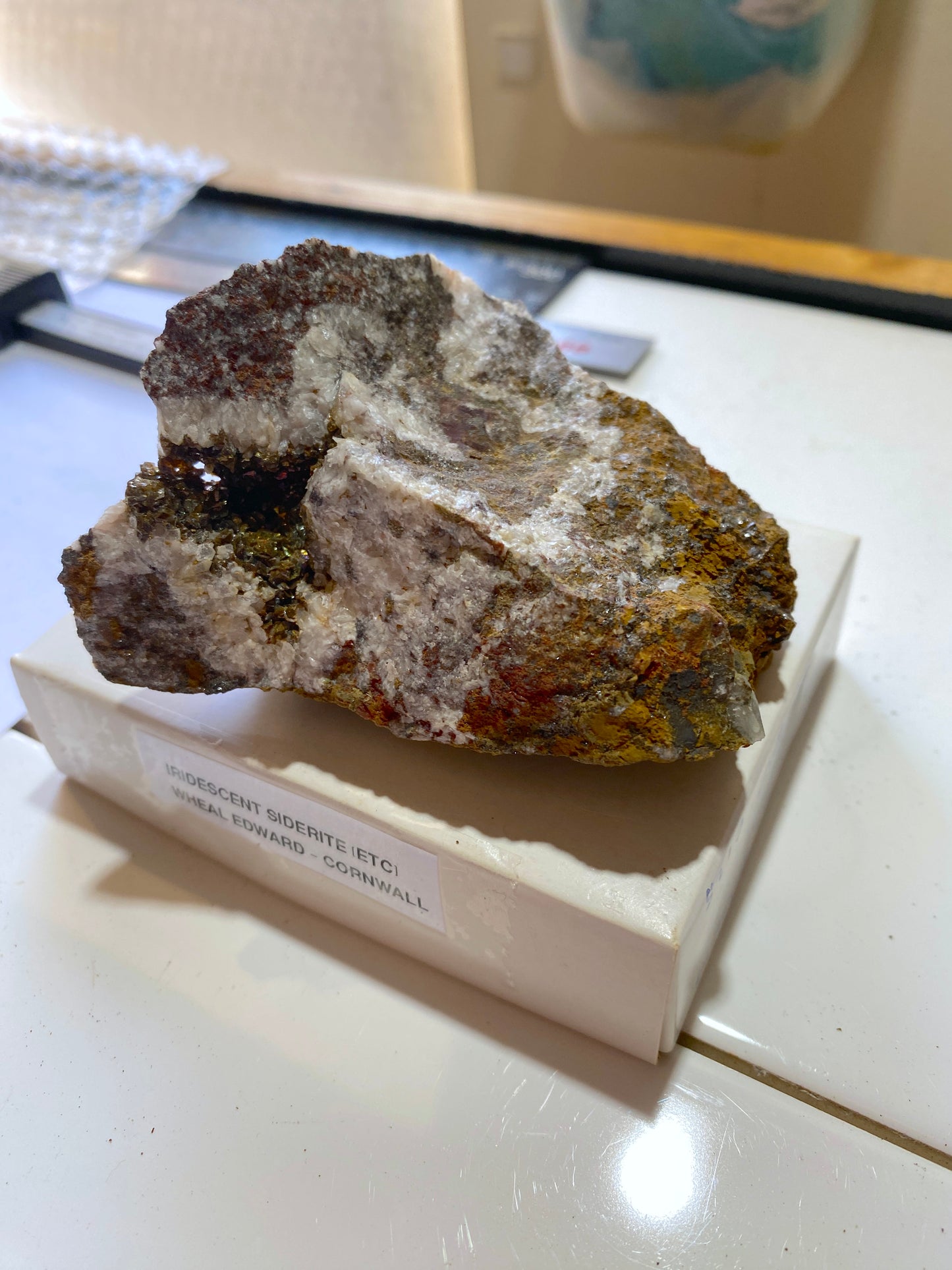 IRIDESCENT SIDERITE [ETC] : WHEAL EDWARD, BOTALLACK, ST JUST, CORNWALL 247g. MF5126
