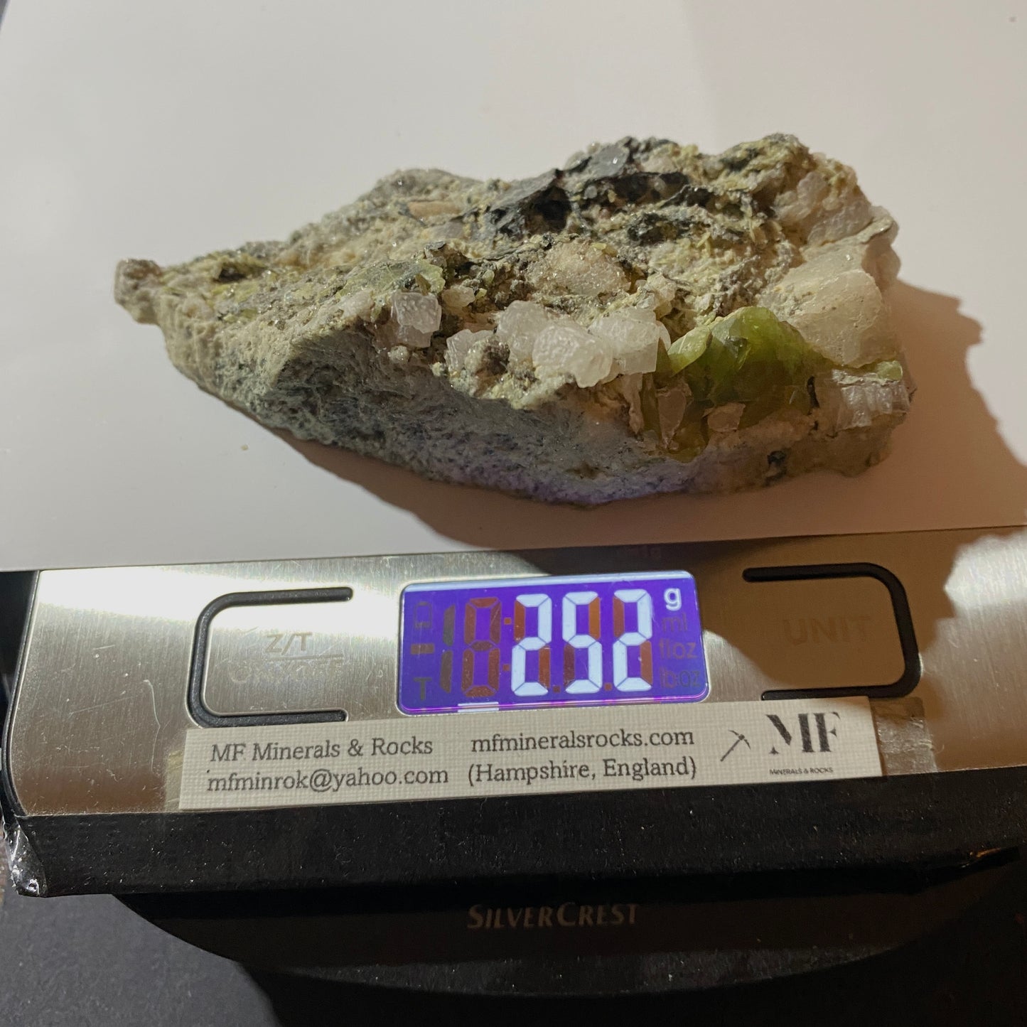 FLUORAPOPHYLLITE WITH CALCITE ETC : MAHODARI QUARRY, NASHIK, INDIA 252g MF4506