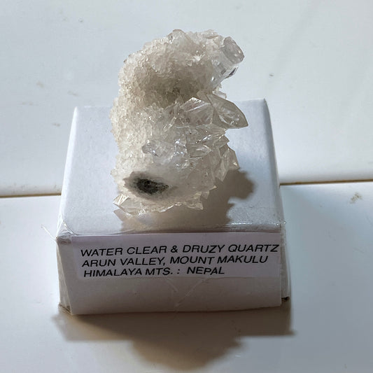 QUARTZ : WATER CLEAR & DRUZY  - MOUNT MAKUKU, HIMALAYAS, NEPAL 14g. MF4508
