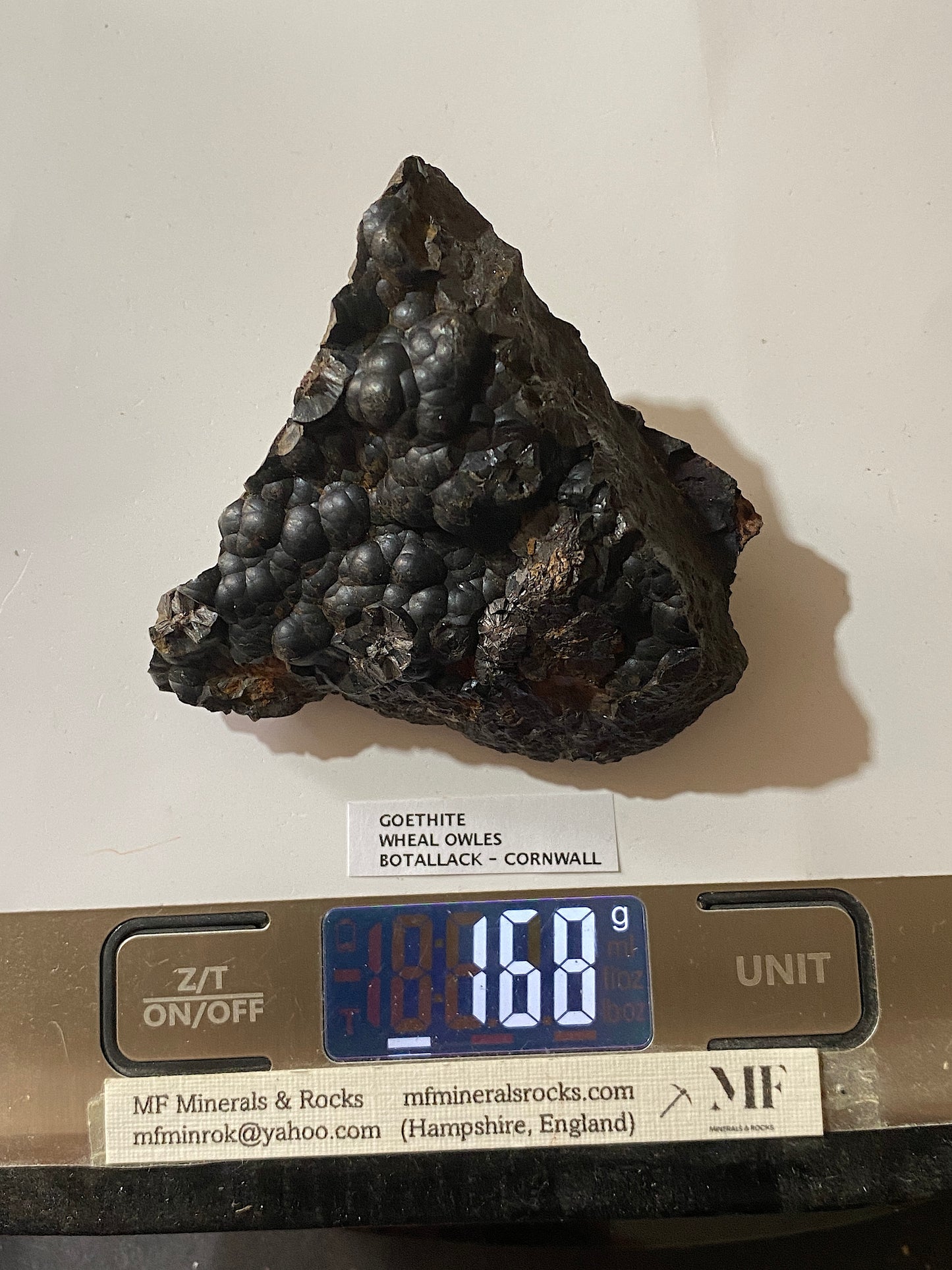 GOETHITE : WHEAL OWLES, BOTALLACK, ST JUST, CORNWALL  168g. MF5136