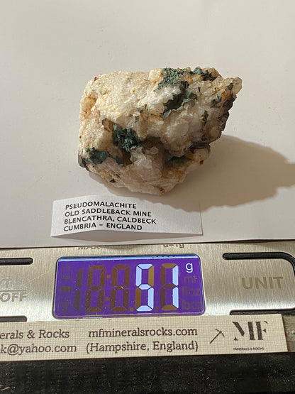 PSEUDOMALACHITE : OLD SADDLEBACK MINE, BLENCATHRA, CALDBECK, CUMBRIA  51g MF5137