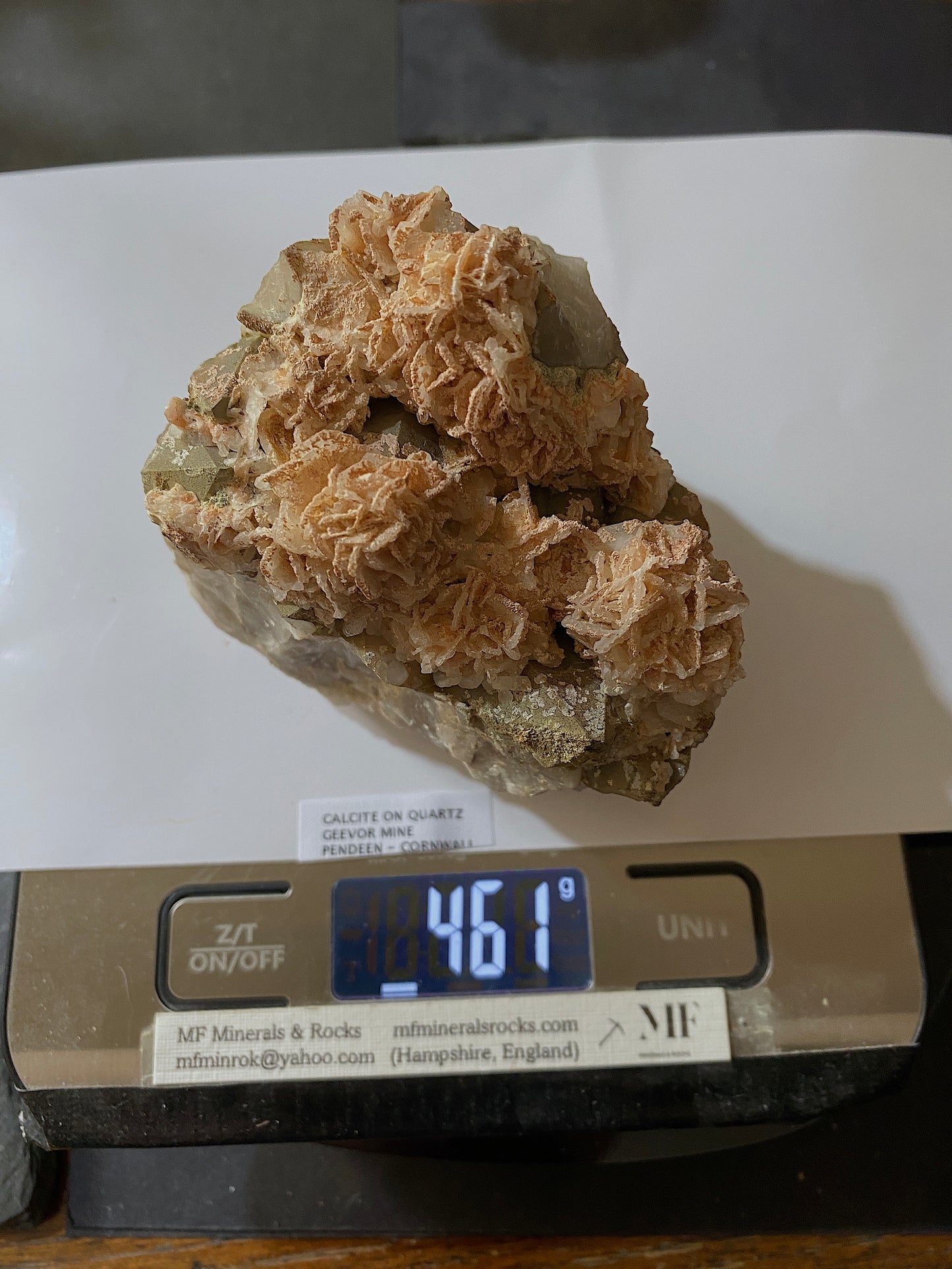 CALCITE SOUGHT AFTER SPECIMEN FROM GEEVOR MINE, PENDEEN, CORNWALL 461g MF5138