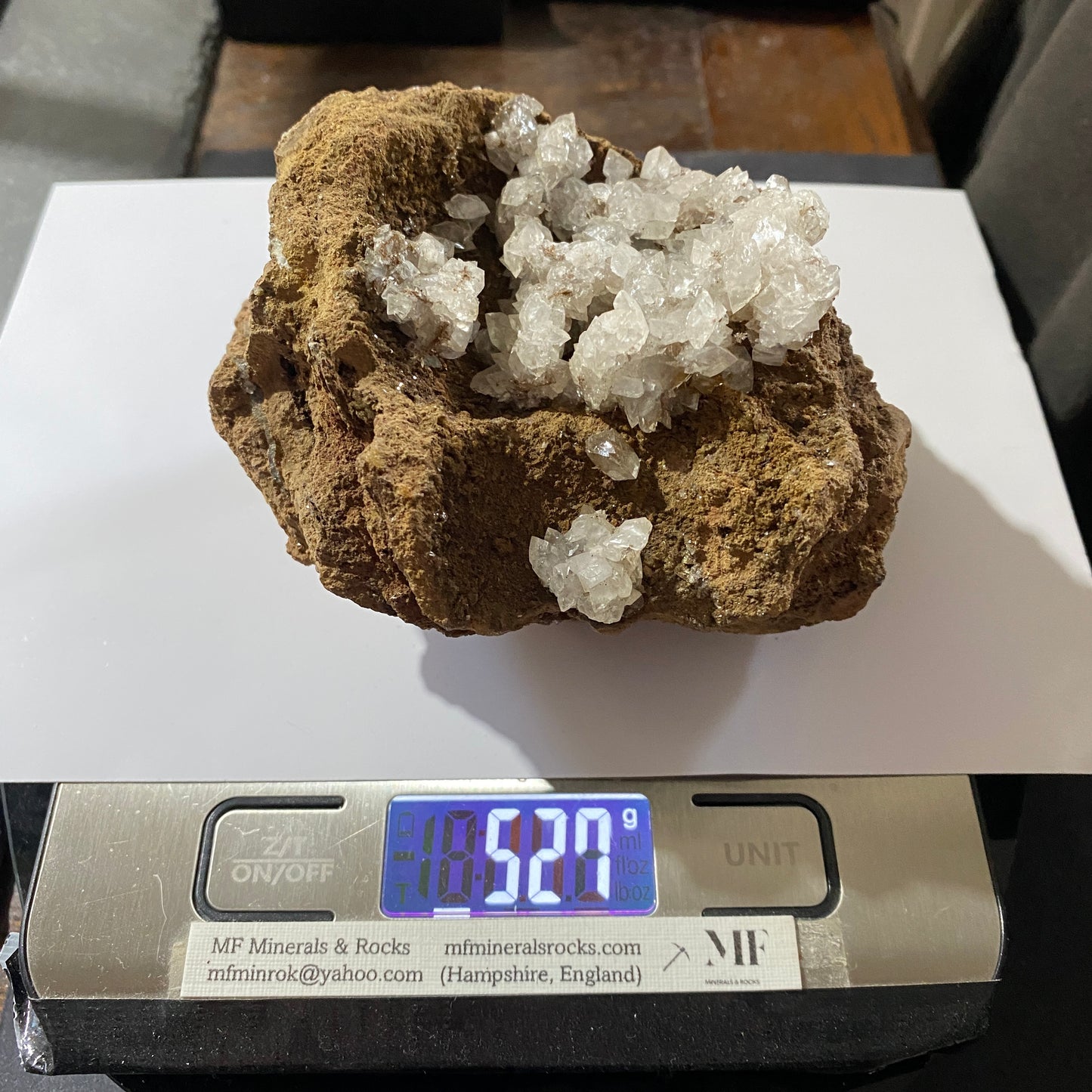 CLEAR CALCITE IN MATRIX : EGREMONT, CUMBRIA, ENGLAND. 527g MF4513