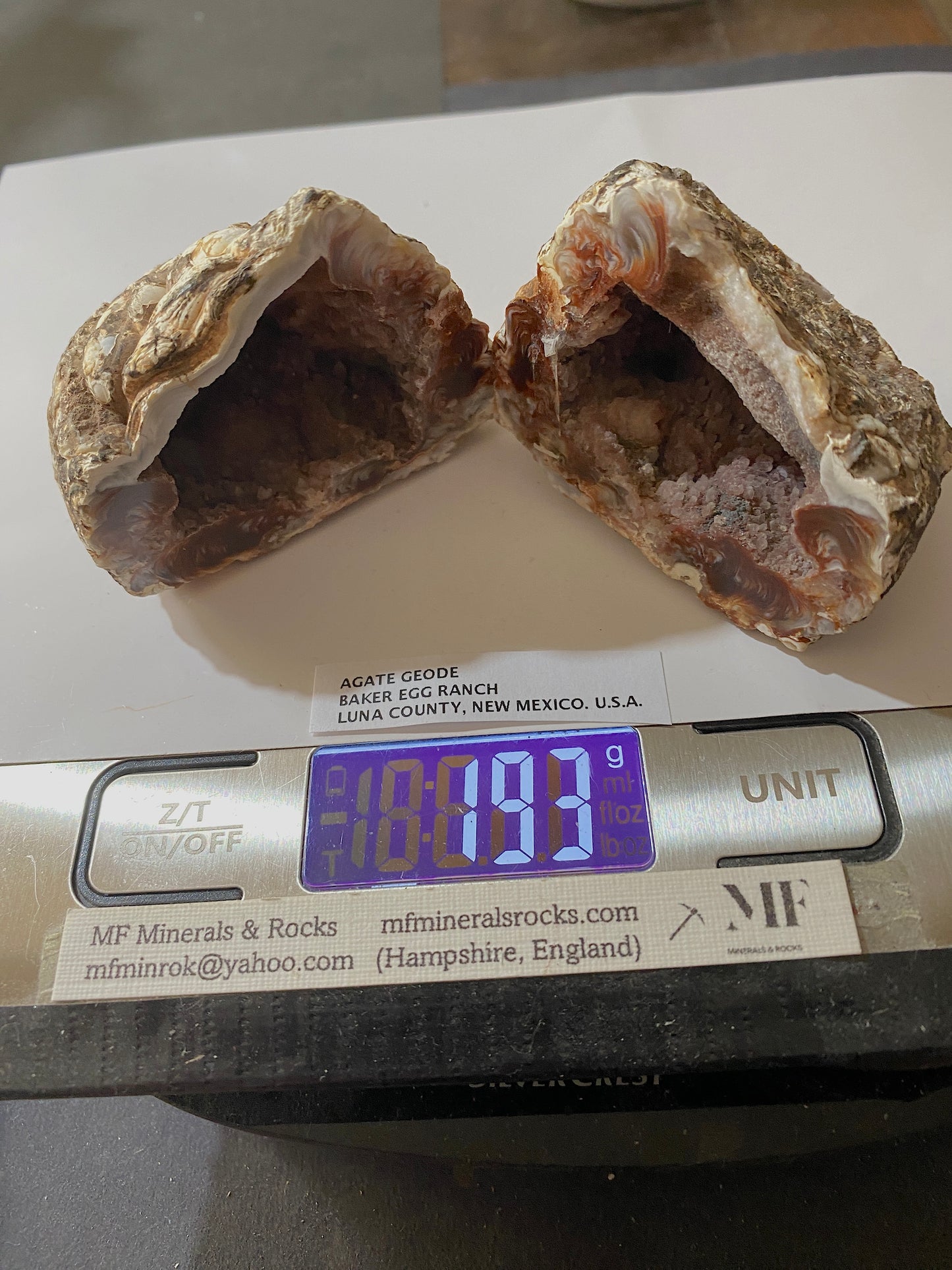 AGATE GEODE : BAKE EGG RANCH, LUNA COUNTY, NEW MEXICO, U.S.A.  193g. MF5141