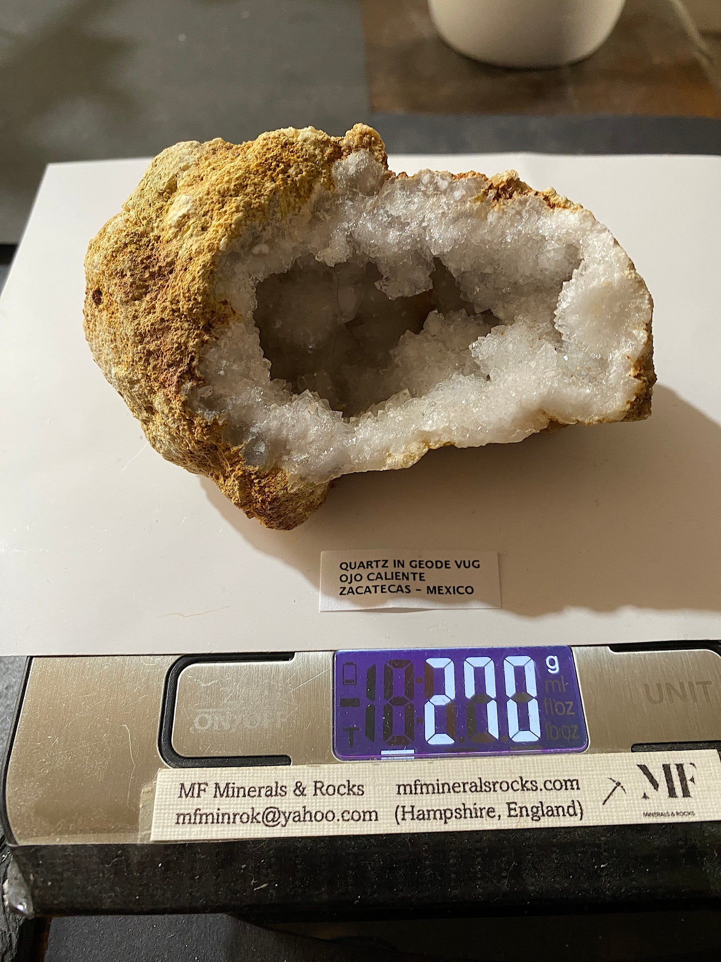 QUARTZ IN GEODE VUG : OJO CALIENTE, ZACATECAS, MEXICO  270g. MF5143