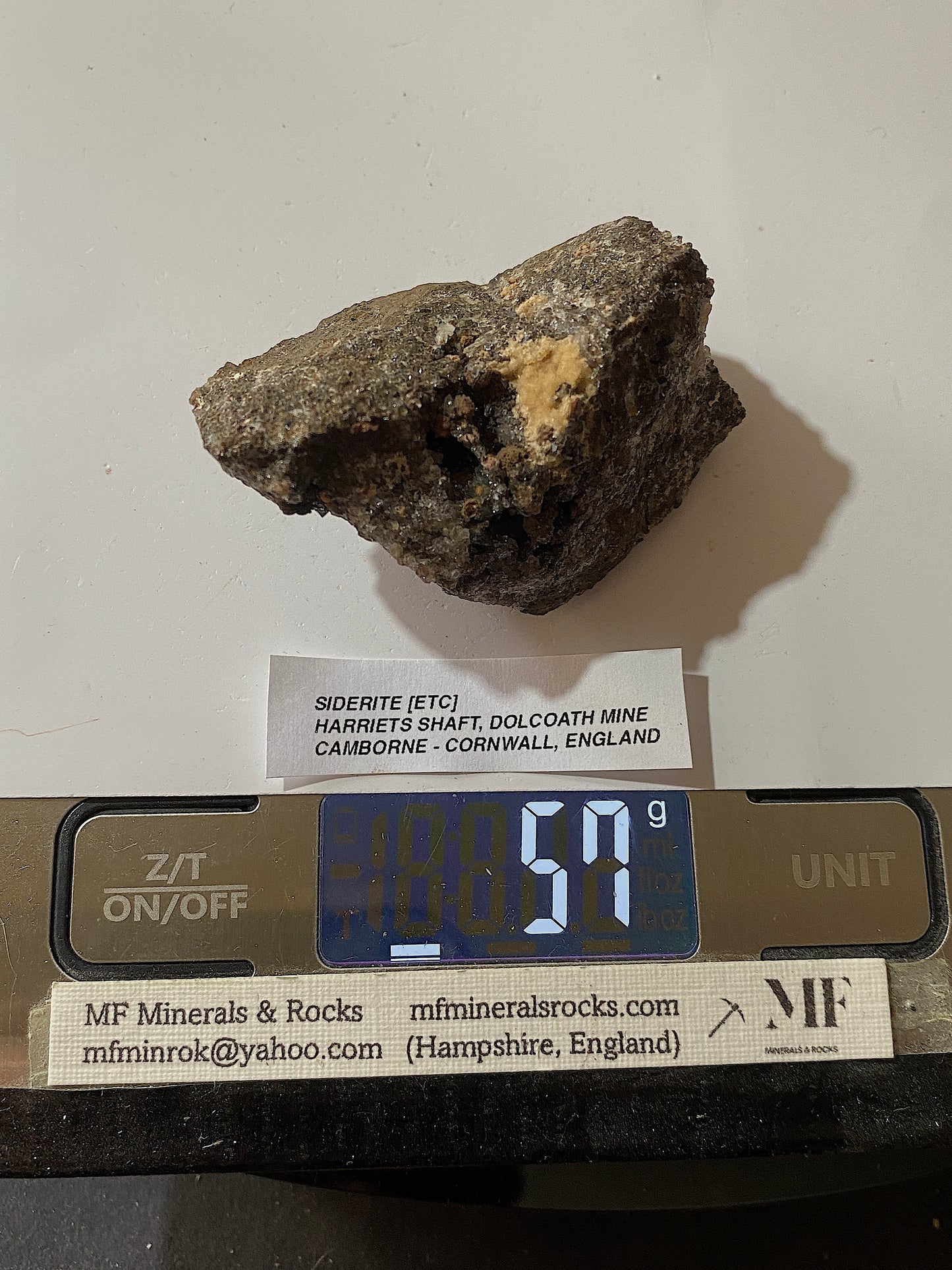 SIDERITE [ETC] : HARRIETS SHAFT, DOLCOATH MINE, ST JUST CORNWALL 57g MF5144