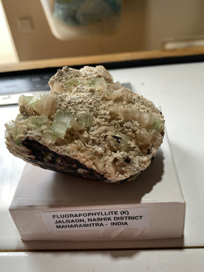 FLUORAPOPHYLLITE (K)  WITH STILBITE : JALGAON, NASHIK, MAHARASHTRA, INDIA 143g MF5145
