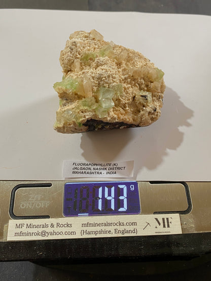 FLUORAPOPHYLLITE (K)  WITH STILBITE : JALGAON, NASHIK, MAHARASHTRA, INDIA 143g MF5145