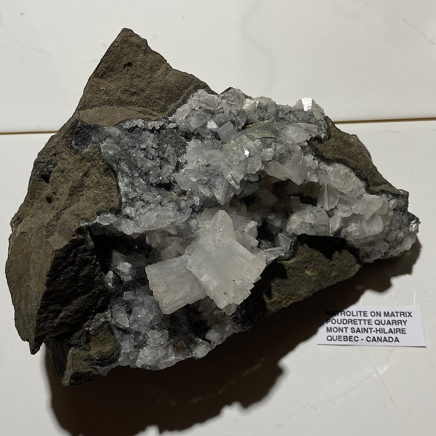 NATROLITE ON MATRIX - POUDRETTE QUARRY, MONT SAINT-HILAIRE, QUEBEC, CANADA 780g MF4517