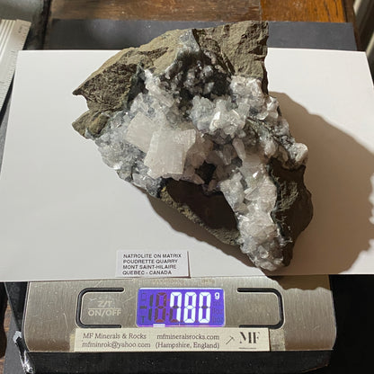 NATROLITE ON MATRIX - POUDRETTE QUARRY, MONT SAINT-HILAIRE, QUEBEC, CANADA 780g MF4517