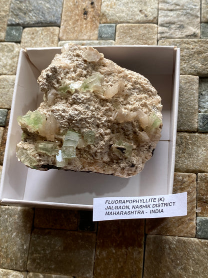 FLUORAPOPHYLLITE (K)  WITH STILBITE : JALGAON, NASHIK, MAHARASHTRA, INDIA 143g MF5145