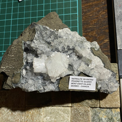 NATROLITE ON MATRIX - POUDRETTE QUARRY, MONT SAINT-HILAIRE, QUEBEC, CANADA 780g MF4517