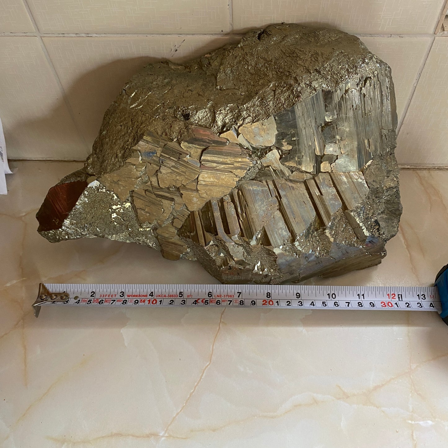 PYRITE MASSIVE SOLID SPECIMEN FROM HUANZALA MINE, PERU 13.60kg. MF1947