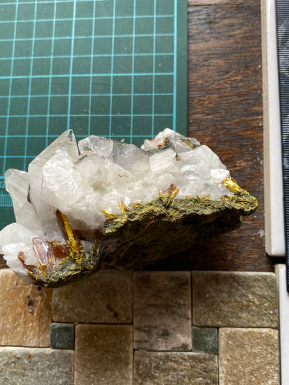 CALCITE WITH ORPIMENT & REALGAR : RARE SPECIMEN FROM MERCUR MINE, UTAH, U.S.A. 294g MF5147