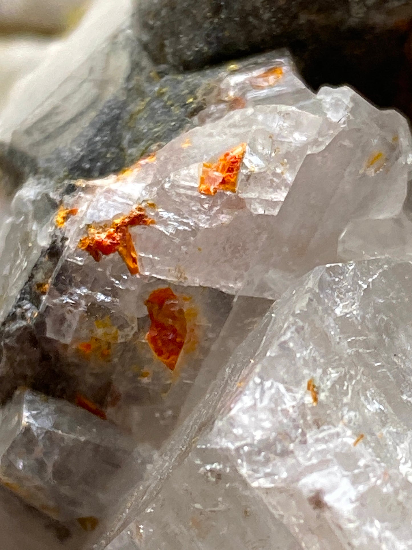 CALCITE WITH ORPIMENT & REALGAR : RARE SPECIMEN FROM MERCUR MINE, UTAH, U.S.A. 294g MF5147