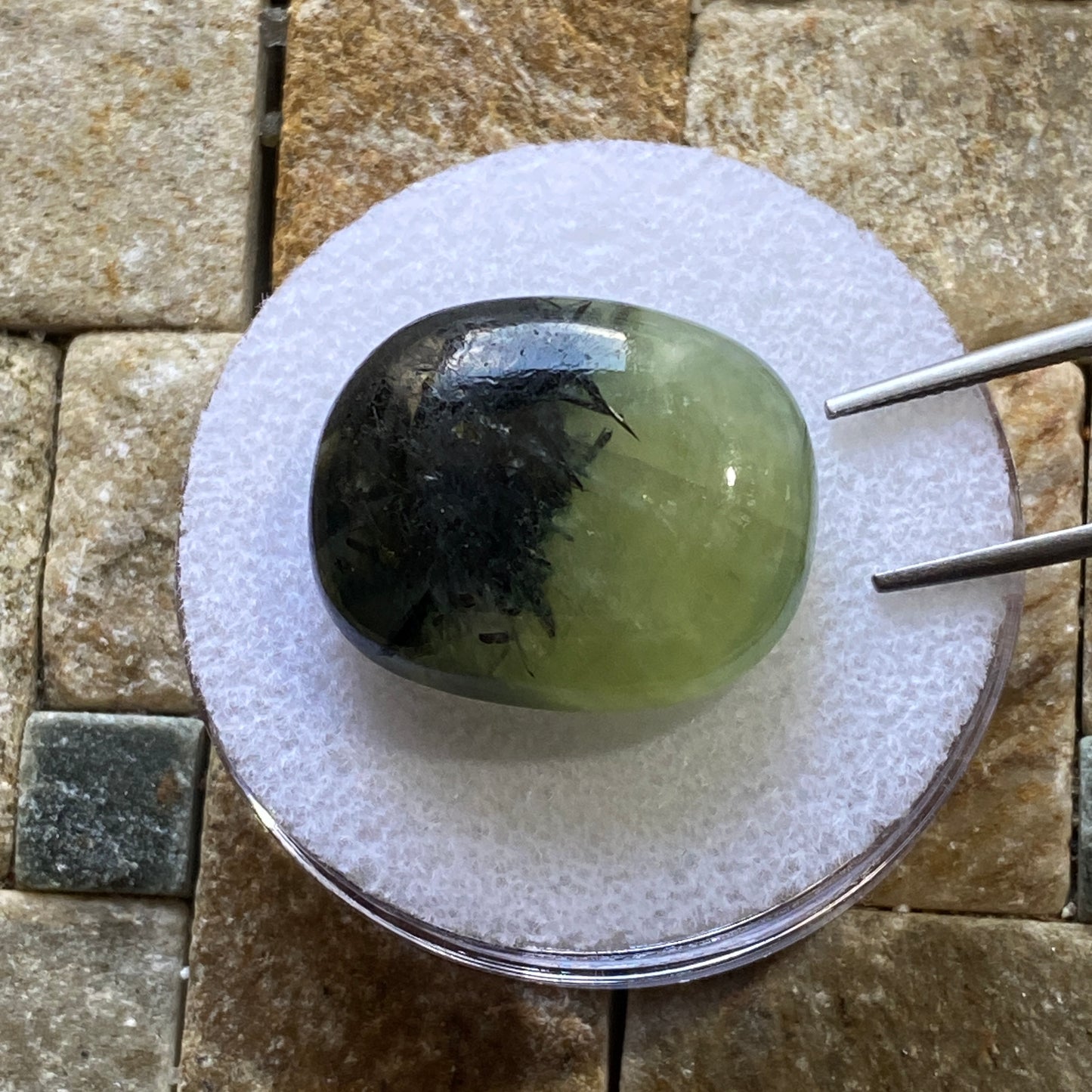 PREHNITE WITH EPIDOTE GEMSTONE : KAYES REGION, MALI, AFRICA LARGE 46.27Ct MFG5478