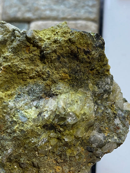 CHENEVIXITE : BAWDENE SHAFT, WHEAL GARLAND, ST DAY, CORNWALL  110g MF5152
