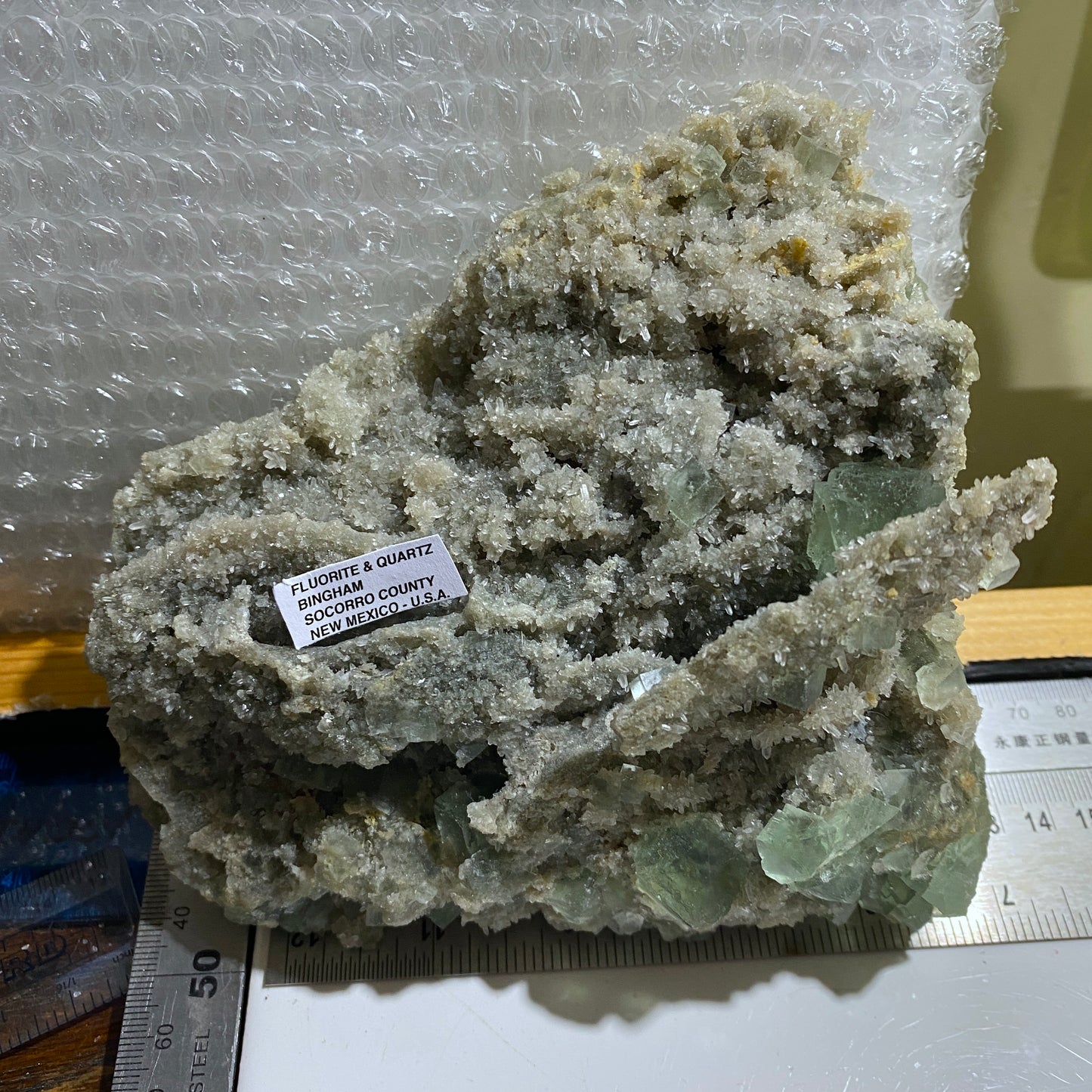 FLUORITE WITH QUARTZ -BINGHAM MINING DISTRICT, NEW MEXICO, U.S.A. LARGE 901g MF4186